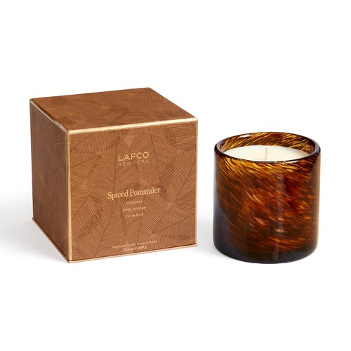 LAFCO New York Holiday Signature Fall Candle, Spiced Pomander - 15.5 oz - 90-Hour Burn Time - Reusable, Hand Blown Glass Vessel - Made in The USA