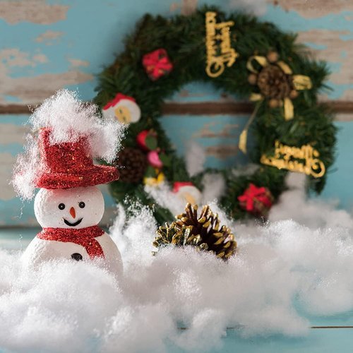 CFOFT Fake Snow - Faux Cotton Snow Fluff for Christmas Village & Winter Decorations (11.2 OZ)