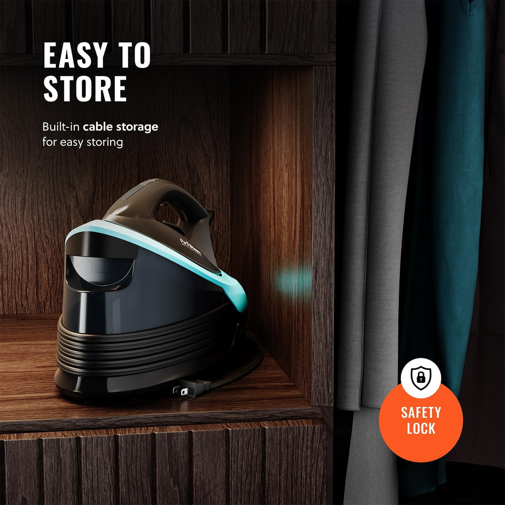 Pursteam Steam Station | Max Ceramic Soleplate Steam Iron - 1500W, 50.7oz Tank, Fast Heat-Up, Auto Shut-Off