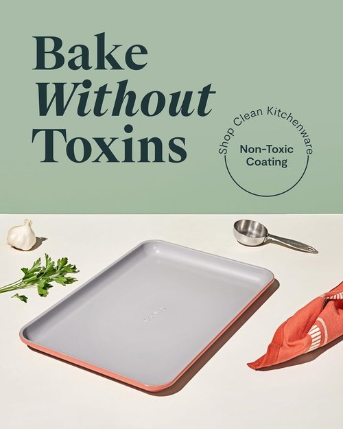Caraway Non-Stick Ceramic Baking Sheet - Naturally Slick & Non-Toxic - Perfect for Baking & Roasting - Medium (15" x 10") - Perracotta