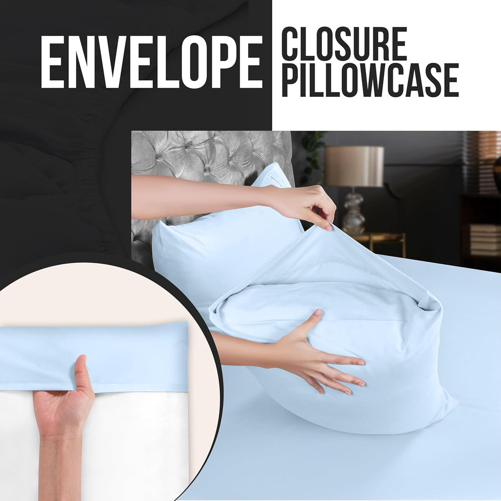 Utopia Bedding Queen Pillow Cases - Soft Brushed Microfiber - 4 Pack, Fade Resistant | Ice Blue 20 x 30 Inches