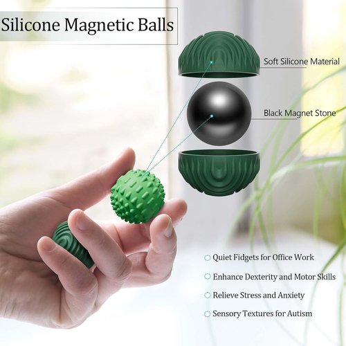 Luckdoor Silicone Magnetic Balls - Fidget Toys for Stress Relief & Sensory Play | 4PCS for Adults & Teens