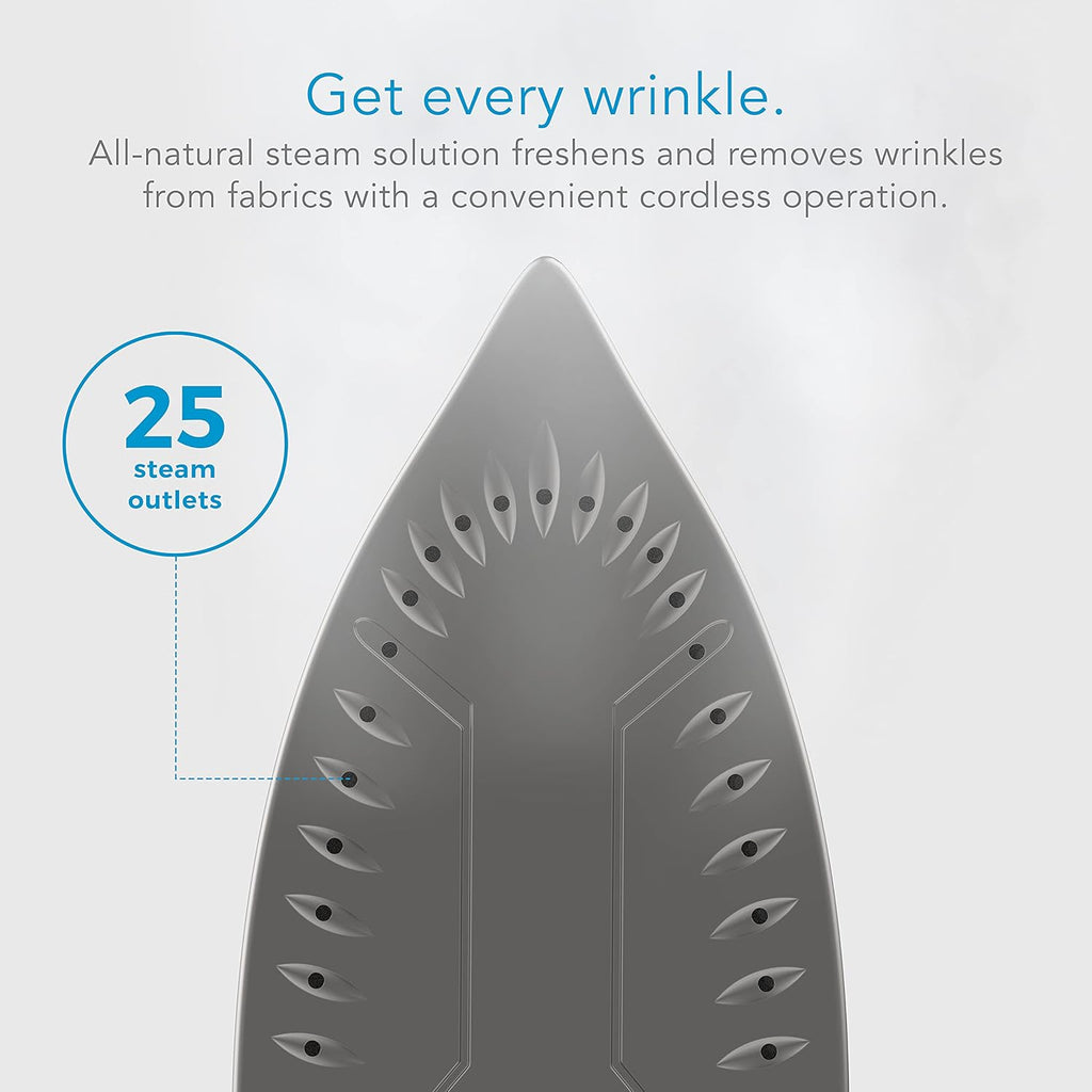 Steamfast SF-760 Portable Cordless Steam Iron - Non-Stick Sole Plate & Carrying Case - White