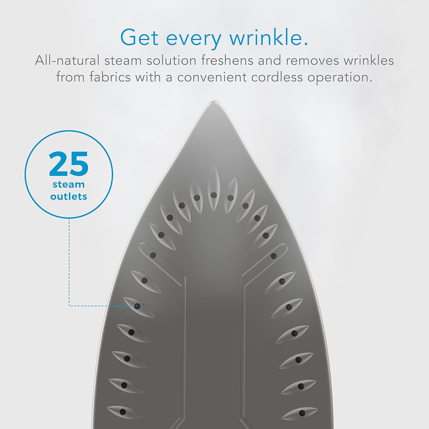 Steamfast SF-760 Portable Cordless Steam Iron - Non-Stick Sole Plate & Carrying Case - White