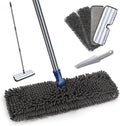 Masthome Flat Dust Mop - 2-Sided Microfiber Mop with 4 Reusable Pads for Wet & Dry Cleaning | Ideal for Hardwood, Tile & Vinyl
