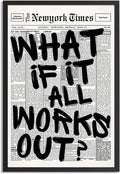 Skiennix Trendy Black and White Framed Wall Art | "What If It All Works Out" Poster for Preppy Dorm Decor