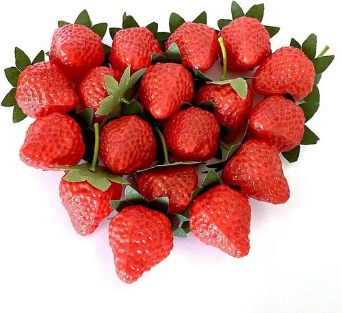 Aliotech 18PCS Realistic Artificial Red Strawberries - Lifelike Home Kitchen Decoration Props