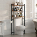 MAHANCRIS Over The Toilet Storage Rack, 3 Tier Bathroom Organizer Over Toilet, Freestanding Space Saver Toilet Stand with 2 Hooks, Bathroom Storage Shelf, Easy to Assemble, Rustic Brown TSHR6001