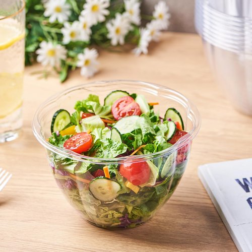 Jaluxing [48 oz. 150 Sets Clear Plastic Salad Bowls with Airtight Lids Disposable To Go Mixing Containers Serving for Fruit, Quinoa, Lunch and Meal Prep