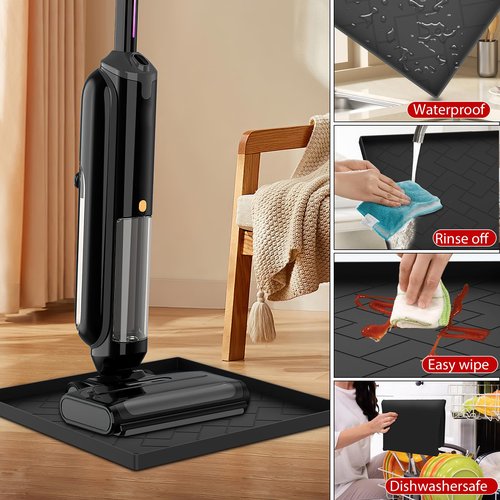 Vacuum Cleaner Silicone Mat -16'‘x15’'x0.7''Upright Vacuum Mat for Wet/Dry Cleaner Compatible with Shark, Bissell, Eureka etc. Waterproof/slip-resistant, effectively protects floors from damage