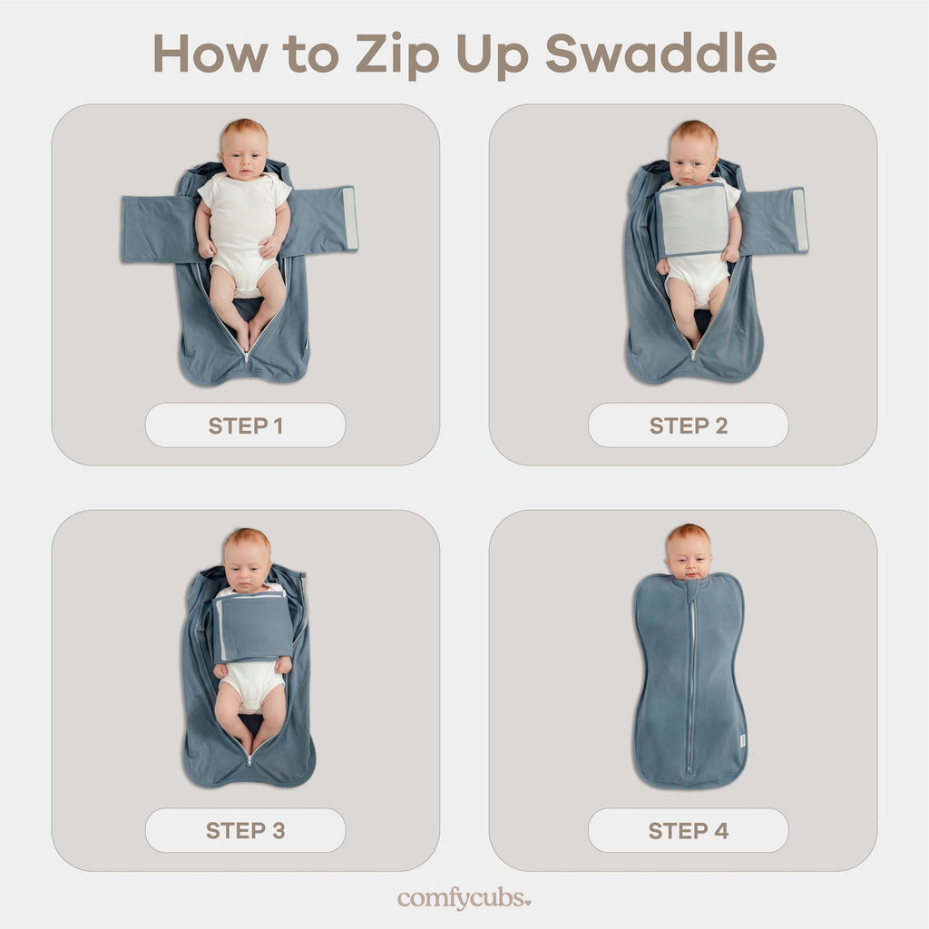 Comfy Cubs Swaddle Blanket Baby Girl Boy Easy Zipper Wrap 2 Pack Newborn Infant Sleep Sack (Small 0-3 Months, Blush, Mauve)