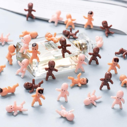 ZJJZGYXINTAI 120 PCS Plastic Babies for Games, 1 Inch Mini Babies Bulk for Baby Shower Game, Tiny Baby Figurines for My Water Broke Ice Cube Game, King Cake Babies for Party Decorations