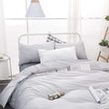 Wake In Cloud - Striped Comforter Set, 100% Cotton Fabric, Ticking Stripe Vertical Pinstripe Neutral Farmhouse Aesthetic, 3 Pieces Bedding Set, Gray, King Size