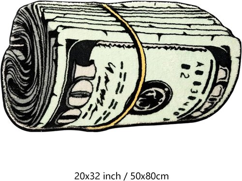 **Money Rug | 100 Dollar Bill Design | Funky 20x32 Inch Bath Mat for Home Decor**