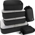 HOTOR Packing Cubes - 6 Premium Travel Organizer Bags for Suitcases | Space-Saving Black Set
