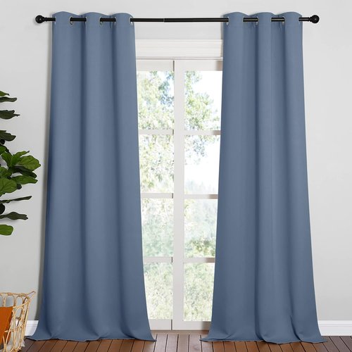 NICETOWN Blackout Curtains - Thermal Insulated & Noise Reducing | 90 Inches Long, Stone Blue, 42 Inches Wide, 1 Pair