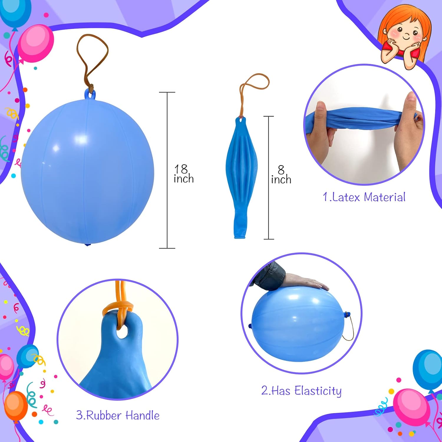 Punch Balloons - 48pcs Neon Punching Balloons for Kids | Fun Party Favors & Carnival Gifts