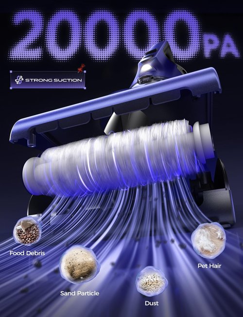 MAGIC JOHN Cordless Pet Hair Handheld Vacuum - 20000PA Powerful Suction with Motorized Brush & LED Light