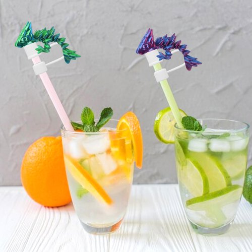 Habbiful 2 PCS Dragon Straw Toppers for Stanley Cups Silicone 3D Printed Dragon Straw Covers Compatible with Stanley 30 & 40oz Cup Accessories for Gifts Birthday Party Decoration