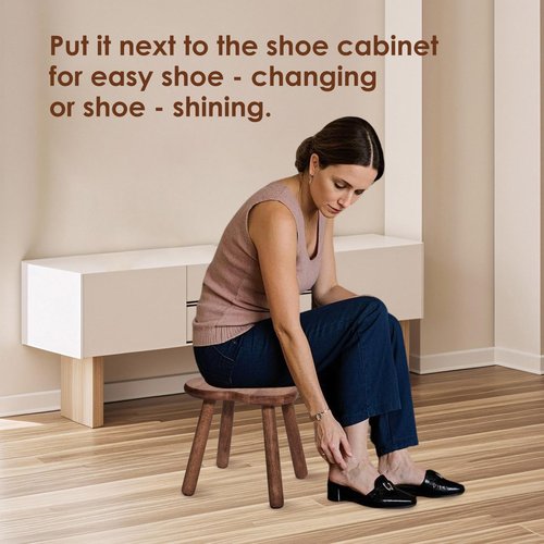 Jurath Wooden Step Stool for Adults Upgraded11.6inch Small Wooden Stool with Four Detachable and Assembled Legs for Bathroom, Kitchen, Bedroom, Plant Stand (Natural Solid Wood top and Legs)