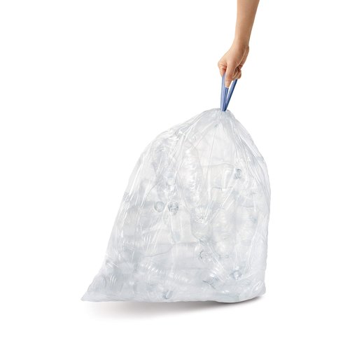 simplehuman Code U 60 Count, Dispenser Pack Custom Fit Liners, Drawstring Trash Bags, 55 Liter / 14.5 Gallon, White