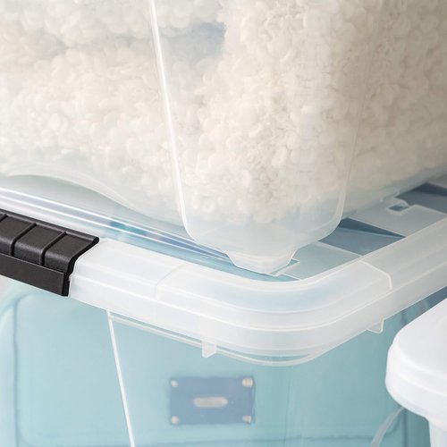 IRIS USA 54 Qt Stackable Plastic Storage Bins - BPA-Free, Durable Lids, Clear Organizing Solution | 4 Pack
