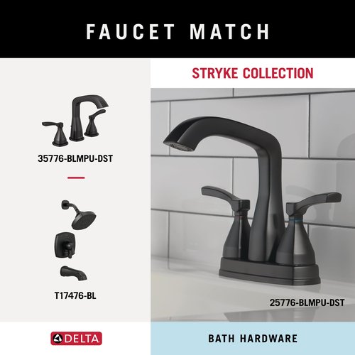 DELTA FAUCET Rubber Limited 77655-BL Stryke Wall Mount Pivot Arm Toilet Paper Holder Bath Hardware Accessory in Matte Black