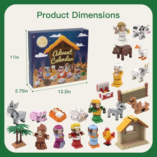 Nativity Advent Calendar 2025 - Buildable Jesus Christmas Scene with Individual Packaging