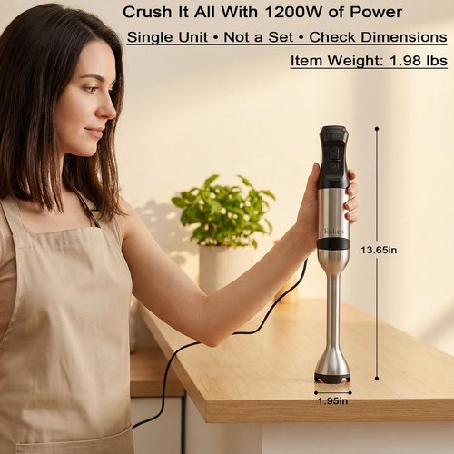 Immersion Hand Blender by 2026 - Powerful 1200W with 5-Speed Settings & Stainless Steel Blades | Gift Box Packaging