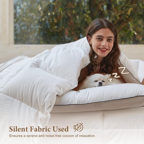 DWR Luxury King Down Feather Fibers Comforter, Ultra-Soft Cotton Blend Fabric, Medium Weight for All Season Hotel Style Fluffy Duvet Insert with Ties (106x90 Inches, White)
