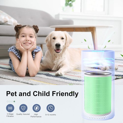 Luripid Kilo Air Purifier Filter Replacement, Compatible with Afloia KILO, KILOPLUS, KILOPRO, MIRO,MIRO PRO,MORENTO MR-Kilo and Kalo,CUCKOO CAC-I0510FW Air Purifier, 2 Pack (Green-pet Care Filter)