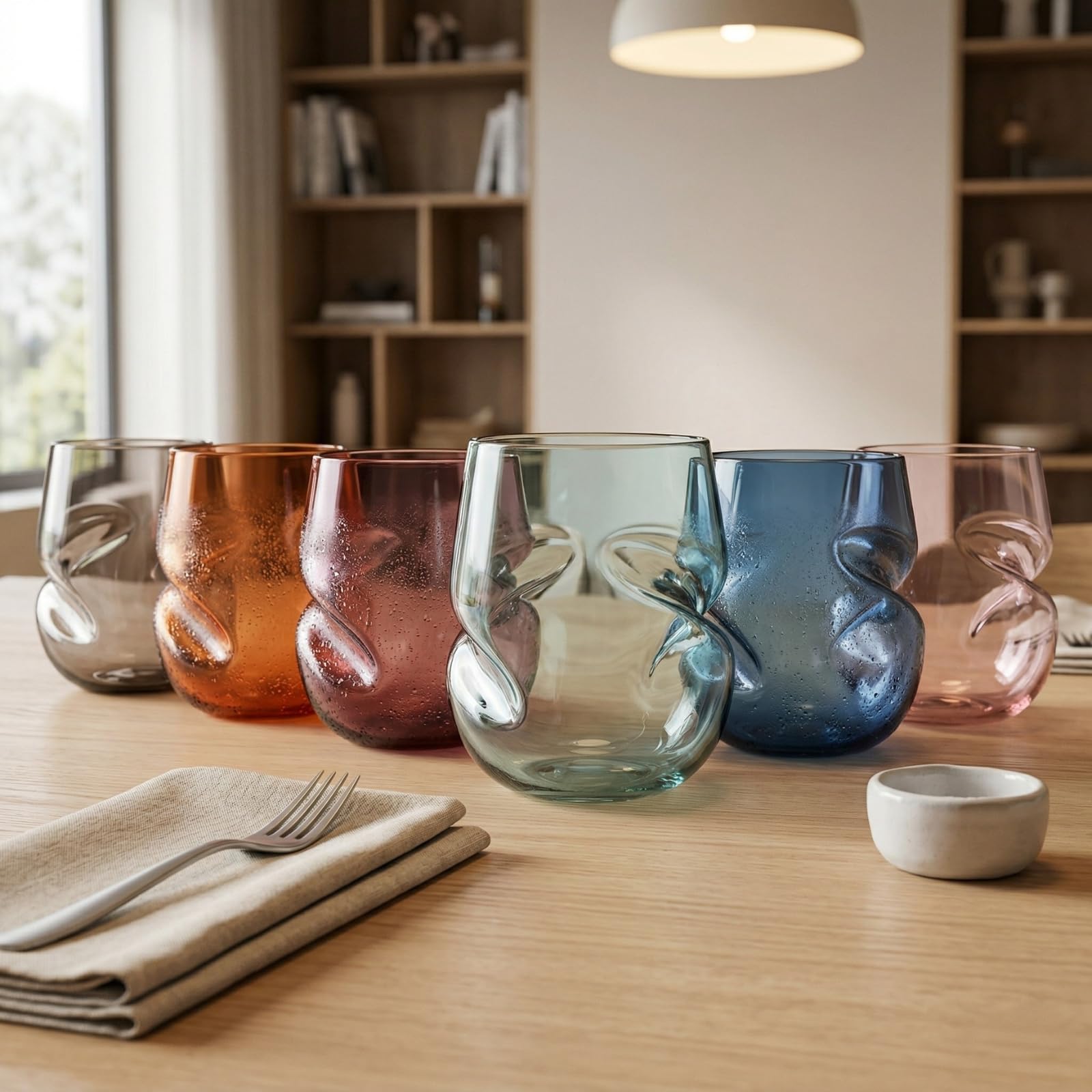Khen Unbreakable Aerating Stemless Wine Glasses - European Tritan Plastic Wine Glass Set with Finger Indentations - Set of 6-13 oz - Acrylic Reusable, BPA Free, Naturally Aerates Wines