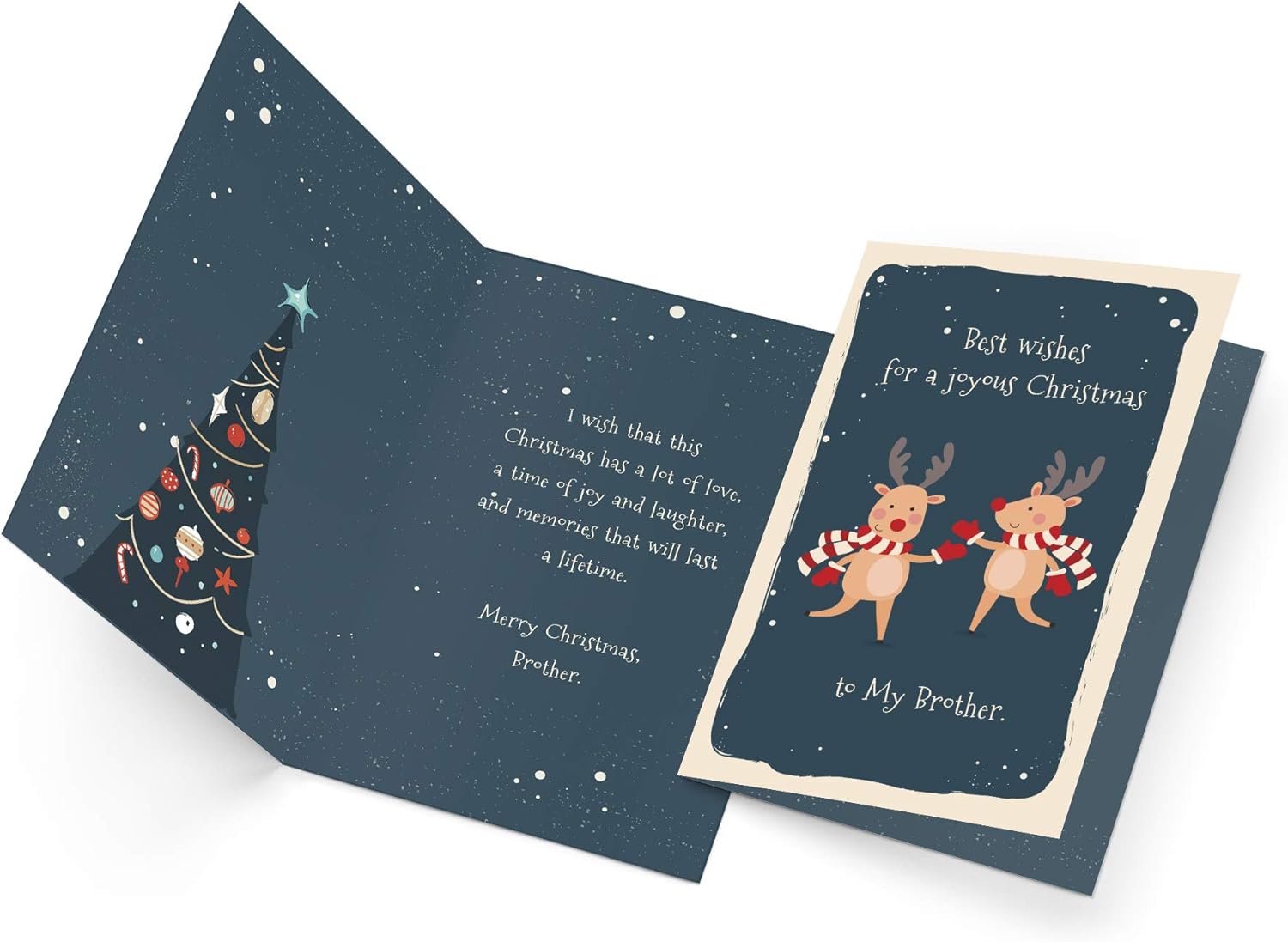 Prime Greetings Christmas Card for Brother - Eco-Friendly Thick Card Stock | 5in x 7.75in with Premium Envelope