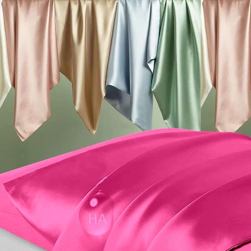 Mulberry Silk Pillowcases by Skiennix - Anti-Acne & Smooth Beauty Sleep | Standard Size, Hot Pink, Set of 2