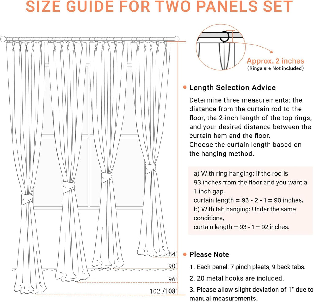 Skiennix 100% Blackout Curtains - Textured Faux Linen Drapes, 84" Long, 2 Panels Set, Beige
