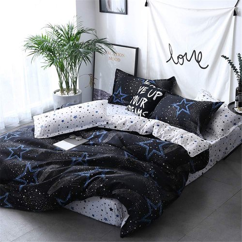 JQWUPUP Kids Duvet Cover Set Twin, 3Pcs Bedding Set (1 Duvet Cover and 2 Pillow Shams) for Toddler Teens Girls Boys (Twin, Starry Night)