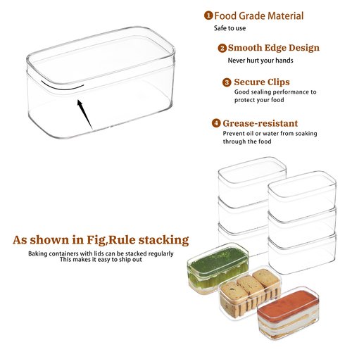 FZJ 10OZ Rectangle Clear Plastic Cups with Lids and Sporks&Stickers Disposable Fruit Cups for Dessert,Tiramisu container with lid,Cupcake,Parfait,Pudding,Iced Cold Drinks,Fruits,Bakeries (50)