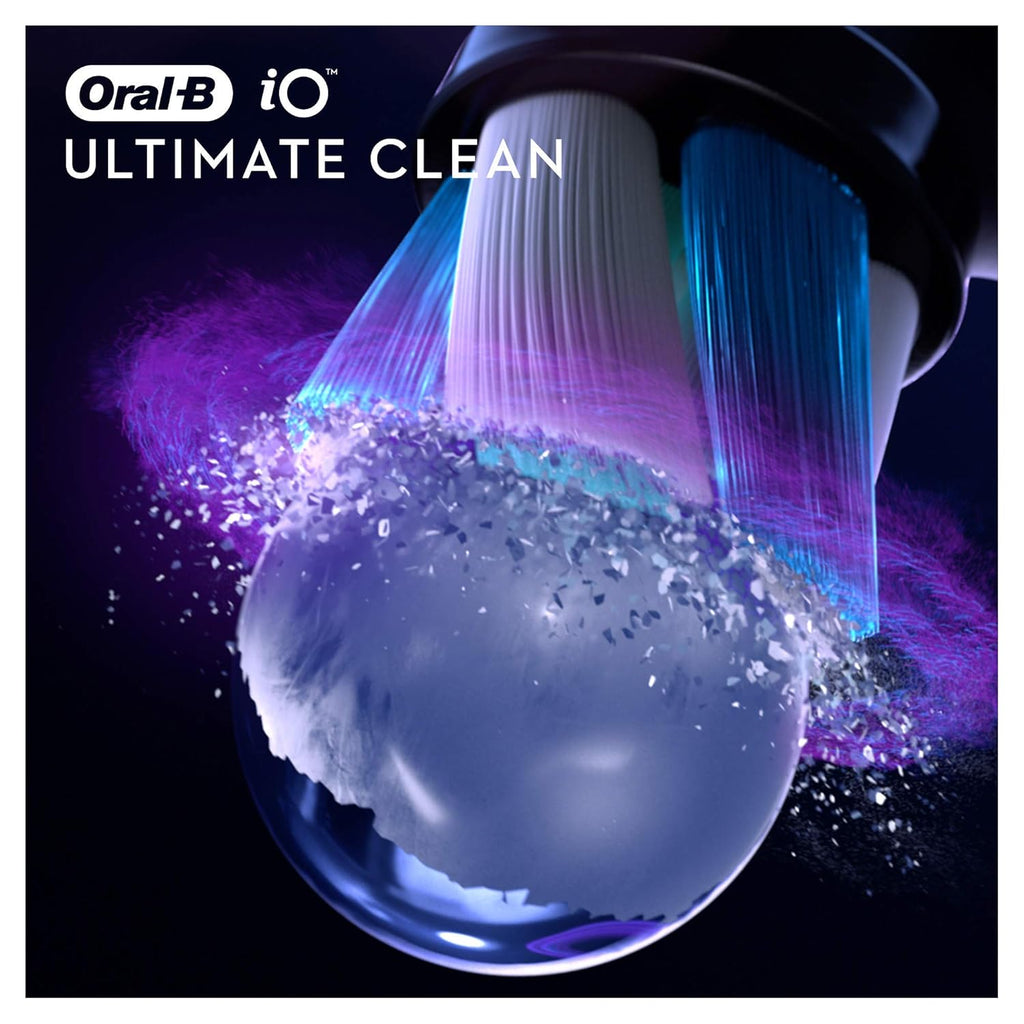Oral-B iO Ultimate Clean Electric Toothbrush Head, Twisted & Angled Bristles for Deeper Plaque Removal, Pack of 4, Suitable for Mailbox, Black
