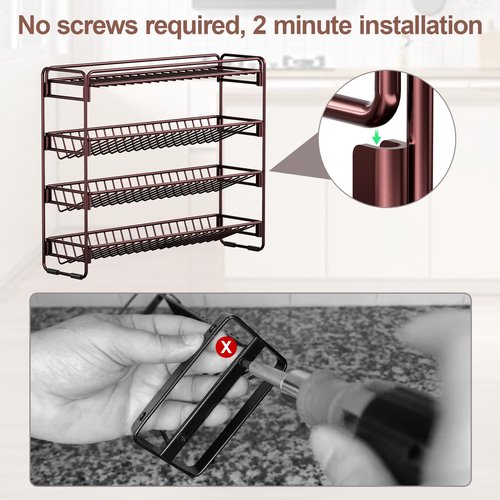 PanPanPal 4 Tier Spice Rack Organizer for Cabinet, Detachable Spice Rack for Countertop, Freestanding Spice Organization for Cabinet, Seasoning Organizer for Kitchen Pantry (13.4" Wx11.2 H, No Jars)