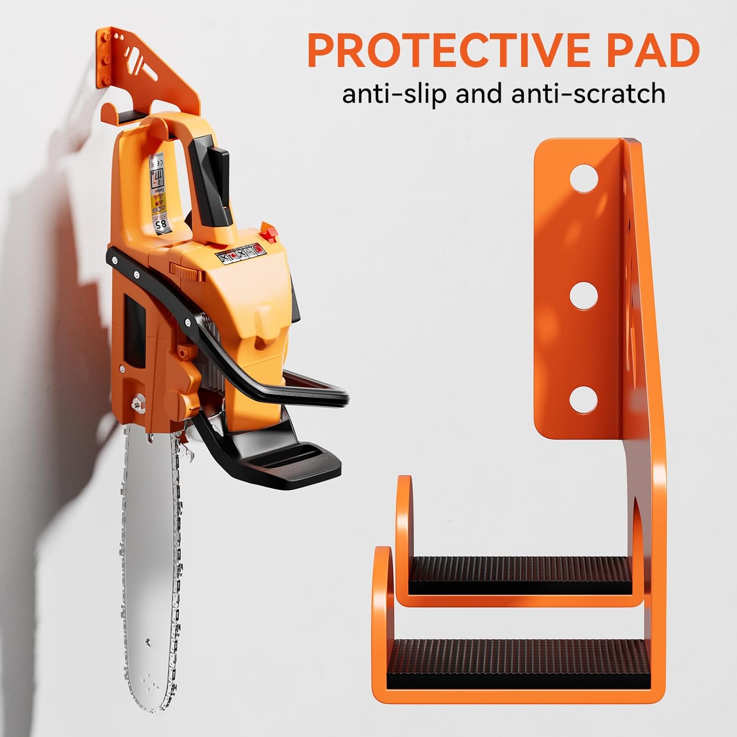 XZHXFX Chainsaw Hanger Wall Mount - Heavy-Duty Holder for Garage Organization | 2-Pack (Orange)