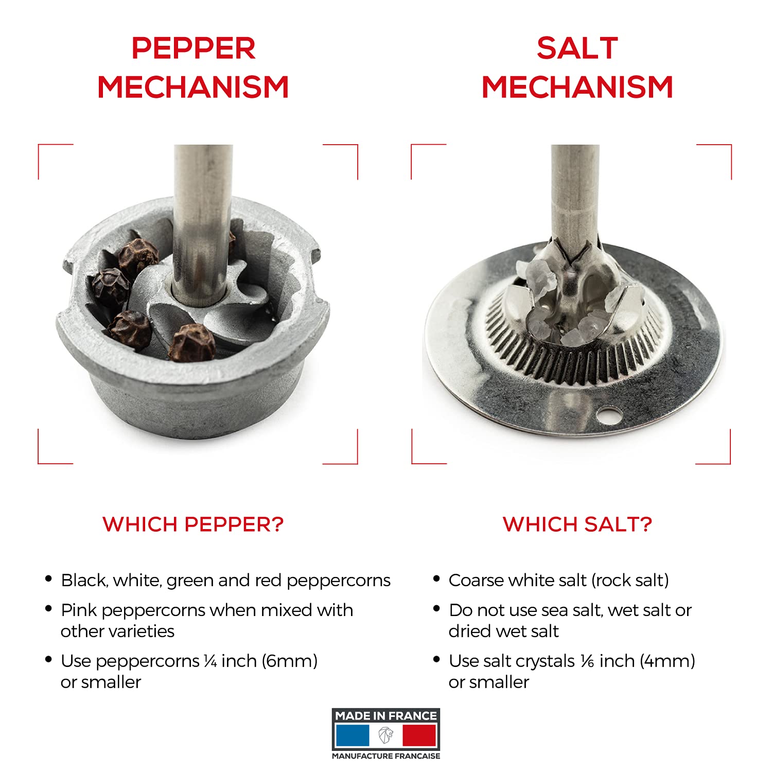 Peugeot - Madras u'Select Manual Salt Mill - Adjustable Grinder - Stainless Steel & Beechwood, Graphite