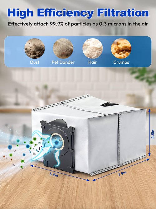 Reusable Dust Bags Compatiable with ECOVACS DEEBOT X9 PRO OMNI/ X8 PRO OMNI /T80 OMNI/T50 OMNI/T50 PRO OMNI/T50 PRO MAX Robot Vacuum, 3 Pack
