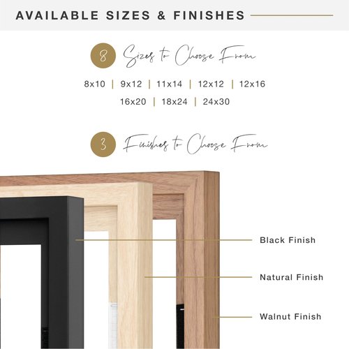 MCS Canvas Float Frames 11x14 Frame, Walnut Woodgrain for Finished Canvases, Vertical & Horizontal Wall Hanging Large with Adhesive for Canvas Paintings (1-Pack)