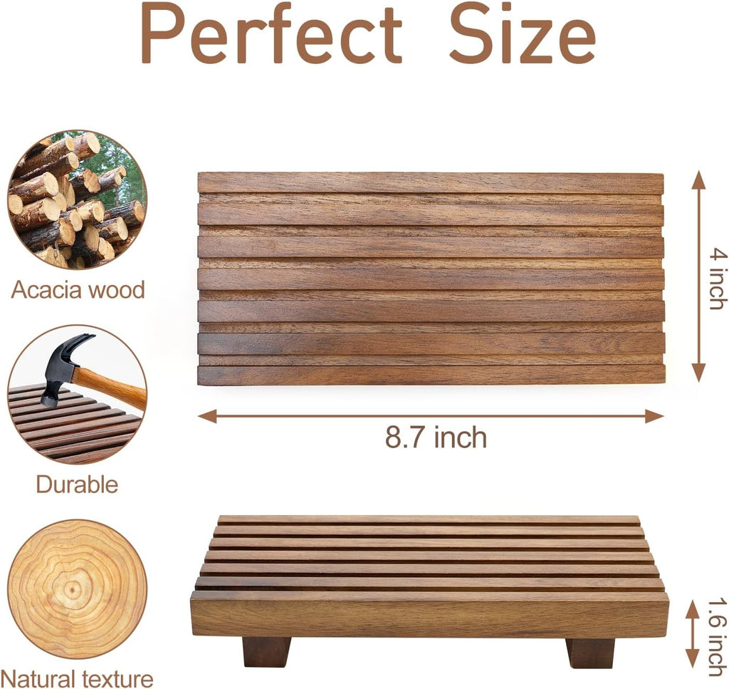 Acacia Wood Riser - Decorative Kitchen & Bathroom Tray Stand | Versatile Soap Dish Holder