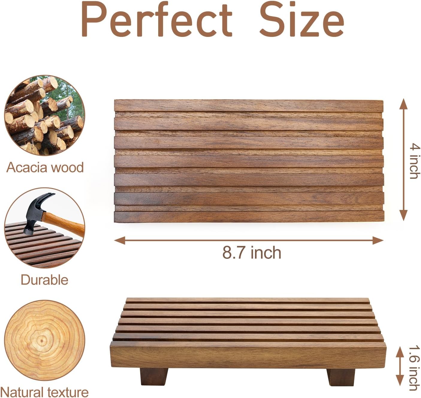 Acacia Wood Riser - Decorative Kitchen & Bathroom Tray Stand | Versatile Soap Dish Holder