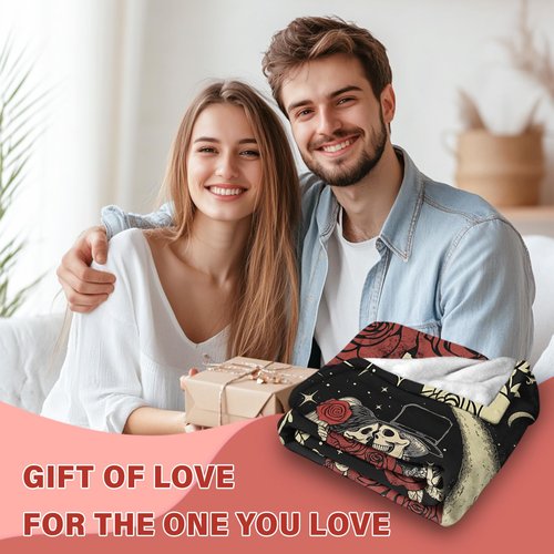 Valentine's Day Gifts for Women Men,Anniversary Blanket Gifts for Boyfriend Girlfriend, Romantic Gift for Wedding, Skull Blanket Gifts, Birthday Gifts for Wife, Husband, Couples Gift for Her Him 50x60