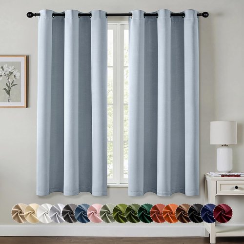 MIULEE Light Blue Blackout Curtains - Thermal Insulated Room Darkening Drapes | 54 Inches Long, 2 Panels