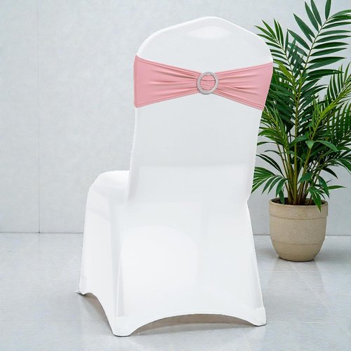 MDS Spandex Chair Sashes - Pack of 250 Elastic Stretch Bands with Buckle Slider Bow | Dusty Rose