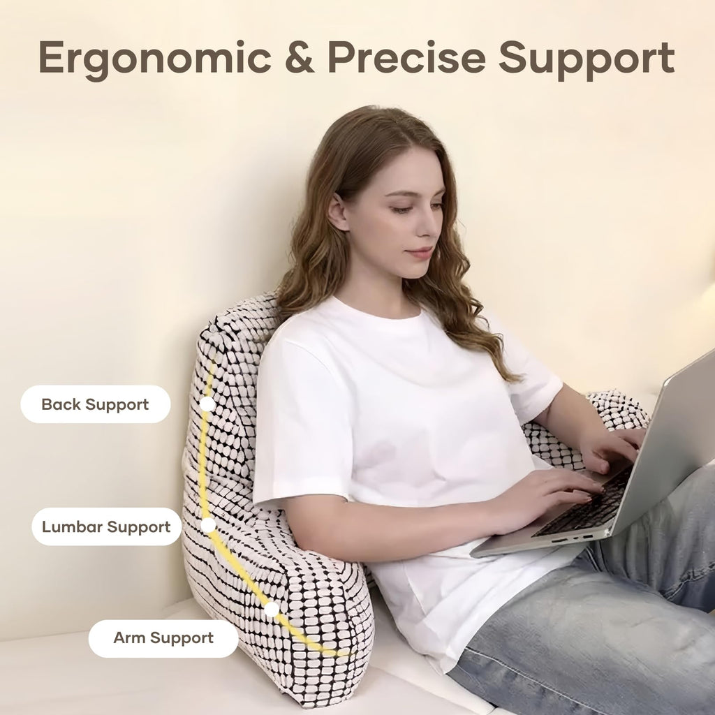 NOONTIDE Reading Pillow with Top Handle,Uniquely Designed Soft Fabric, Ergonomic Back Support for Bed,Cover Washable Sit up Pillow,Watching TV/Gaming/Relaxing(White)