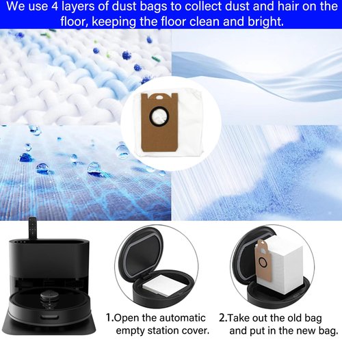 9 Pack Dust Bag for iHome AutoVac Nova, Proscenic M7 Pro M8 Pro, Uoni V980MAX, HONITURE Q6, Kyvol Cybovac S31 Self-Empty Robot Vacuum
